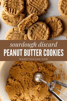 peanut butter cookies in a bowl with a spoon