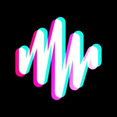 an app icon showing the sound wave in pink and blue colors on a black background