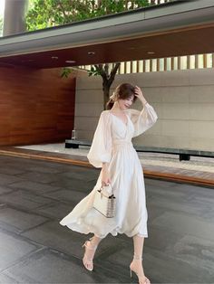 🎁 1. New customer get 7% OFF [Code: 7OFF]🎁 2. Buy 2 and get 10% OFF [Code: 10OFF]🎁3. Buy 3 and get 15% OFF [Code: 15OFF] S: Length 118cm Bust 87cm Waist 65cm Shoulder 35cm Sleeve 60cm M: Length 119cm Bust 91cm Waist 69cm Shoulder 36cm Sleeve 61cm L: Length 120cm Bust 95cm Waist 73cm Shoulder 37cm Sleeve 62cm XL: Length 121cm Bust 99cm Waist 77cm Shoulder 38cm Sleeve 63cm Note: 1. Please follow the size chart to select the size and do not select directly to your habits. 2. The size may have 1- Midi Dress Evening, Fairy Princess Dress, Bubble Sleeve Dress, White Dress Outfit, Elegant Party Dress, Evening Midi Dress, Party Dress Women, Dress Korean, Elegant Party Dresses