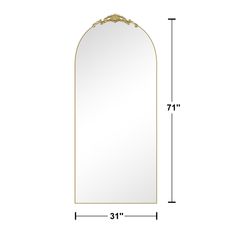 the golden arch mirror is shown with measurements