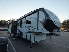 an rv parked in a parking lot