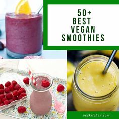 various smoothies and smoothies with the words best vegan smoothies