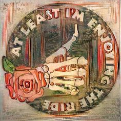 an image of a painting with words and flowers in the center, on top of a circular