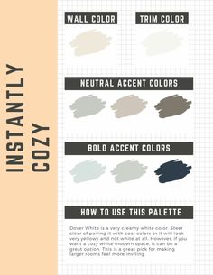 the ultimate guide to choosing paint colors for walls and ceilings info sheet with text overlay