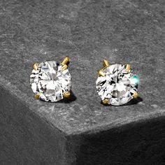 Ross-Simons - 2.00 ct. t. w. Cubic Zirconia Stud Earrings in 14kt Yellow Gold. Faux is fabulous. These 2.00 ct. t. w. round CZ stud earrings dazzle in 14kt yellow gold. Post/clutch, CZ stud earrings. CZ weights are diamond equivalents. Gold Diamond Earrings With Vs Clarity, Round Cut, Sparkling Stones Yellow Gold-plated Earrings, Brilliant Cut Yellow Cubic Zirconia Earrings, Yellow Round Cubic Zirconia Earrings, Yellow Sapphire Earrings Studs, Yellow Gold Cubic Zirconia Multi-stone Earrings, Cz Stud Earrings, Cubic Zirconia, Fine Jewelry