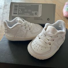 Size 2c Air Force Ones. Brand New In The Box. White Scratch-resistant Sneakers For Playtime, Nike White Sneakers For Playtime, White Nike Sneakers For Play, Casual Nike Sneakers For Playtime, Batman Bebe, Baby Staff, Air Force Shoes, Air Forces, Baby G