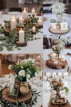 the table is decorated with flowers and candles