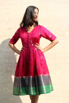 Bandhani Pattern, Simple Frock Design, Ikat Dress, Simple Kurta Designs