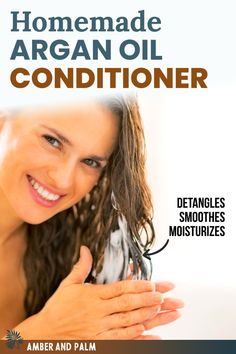 Easy recipe for hair conditioner infused with argan oil to leave your hair soft, moisturized and shiny. This DIY Homemade hair condition will detangle your hair and contains healthy clean ingredients great for hair growth and to moisturize your hair and scalp.