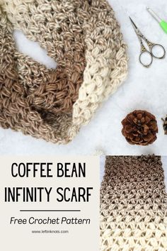 coffee bean infinity scarf with free crochet pattern and instructions to make it