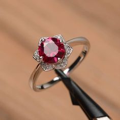 Red Gemstone Ring, Gold Diamond Wedding Band, Round Engagement Rings, Aquamarine Engagement Ring, Round Cut Engagement Rings, Ruby Engagement Ring, Engagement Rings Round, Red Gemstones, July Birthstone