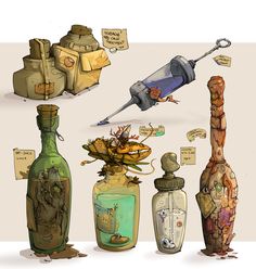 an image of some bottles with stuff in them