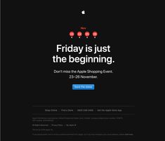 an email message is displayed on the apple store's homepage, which includes black background and white text