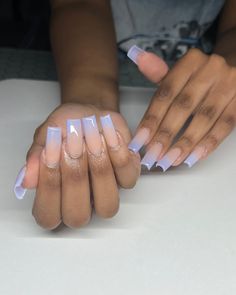 Short Periwinkle Nails, Periwinkle Ombre Nails, Periwinkle Nail Designs, Periwinkle Nails Acrylic, Periwinkle Acrylic Nails, Nail Designs Blue Ombre, Ombré Blue Nails, Perrywinkle Nails, Periwinkle Nails Designs