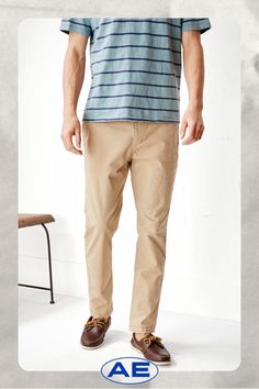 LIVED-IN™ bottoms collection/Flex is durable and designed to give you just enough stretch to move with no problem/Comfortable and never loses its shape/Soft, structured fabric/Garment washed for a lived-in look/These khakis are Real Good: made in a Structured Fabric, No Problem, Women's Jeans, American Eagle Outfitters, Khaki Pants, American Eagle, Women Jeans, Pants, Fabric