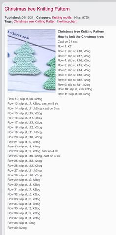 a christmas tree knitting pattern is shown