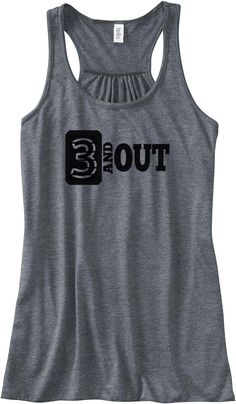 a women's tank top with the words 3 out in black letters on it