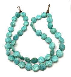 Vintage bead turquoise necklace. Heavy. Beaded Howlite Turquoise Necklace With Round Beads, Turquoise Howlite Necklace With Round Gemstone Beads, Beaded Turquoise Howlite Necklace, Beaded Howlite Necklaces With Round Beads, Beaded Round Turquoise Necklace, Adjustable Round Turquoise Beaded Necklaces, Bib Necklaces, Enamel Flower, Pink Beads