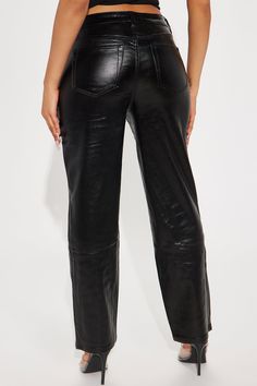 Available In Black. Straight Leg Pant Button & Zip Closure Coated Faux Leather Front & Back Hand Pockets 76% Rayon 21% Nylon 3% Spandex Imported | Marilyn Coated Faux Leather Pant in Black size 1 by Fashion Nova Black Leather Pants For Fall With Button Closure, Black Leather Pants With Button Closure For Fall, Black Leather Bottoms With Button Closure, Fall Night Out Bottoms With Button Zip Fly, Black Faux Leather Bottoms With Button Closure, High-waist Black Leather Pants With Button Closure, Faux Leather Pants With Button Closure For Fall, Straight Leg Pants With Button Closure For Party, Solid Bottoms With Button Closure For Night Out