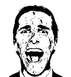 a black and white drawing of a man with his mouth wide open, making a funny face