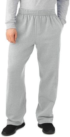 Solid Color Sports Pants With Straight Hem, Sports Straight Hem Solid Pants, Solid Color Straight Hem Sports Pants, Full Length Joggers With Loose Fit, Loosely Fitted Full Length Joggers, Solid Color Sweats With Comfort Waistband And Tapered Leg, Gray Fleece Bottoms With Side Pockets, Gray Fleece Pants With Side Pockets, Straight Leg Sweats With Ribbed Waistband