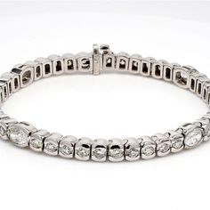 Ninacci 14K White Gold 7 5.86 Carats Total Diamond Tennis Bracelet - Elegance and Glamour in One Gold Tennis Bracelet, Diamond Tennis Bracelet, In The Jungle, Oval Cut Diamond, Tennis Bracelet Diamond, Style And Grace, Precious Gems, Tennis Bracelet, Jet Set