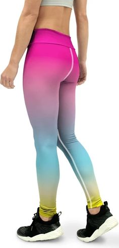 Ombre Pink to Yellow Yoga Pants Hot Yoga Quotes, Comfortable Yoga Pants, Yoga Quotes Funny, Womens Running Pants, Buckle Outfits, American Eagle Outfits, Ombre Pink, Pink Yoga Pants, Yoga Day