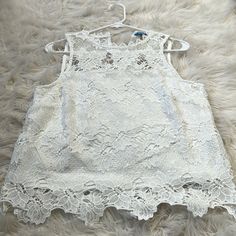 White Crochet Top Size L, Fits More Like A M Never Worn Smoke Free Home White Sleeveless Top With Scalloped Lace, White Sleeveless Lace Top With Scalloped Edges, White Sleeveless Lace Top With Scalloped Lace, White Sleeveless Scalloped Lace Top, White Scalloped Lace Top For Spring, White Crochet Top With Scalloped Lace, White Crochet Top, White Crochet, White Tops