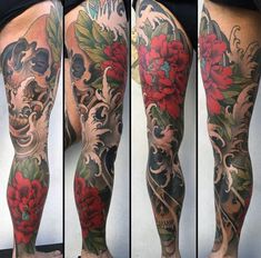 Guy With Sweet Japanese Full Leg Sleeve Tattoo Design Full Leg Sleeve Tattoo Design, Leg Sleeve Tattoo Design, Full Leg Sleeve Tattoo, Full Leg Sleeve, Tattoos Mandala, Men Tattoos Arm Sleeve, Flower Tattoo Arm, Sweet Tattoos, Tattoos Geometric