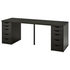 an office desk with drawers on the bottom and one drawer at the top, in black