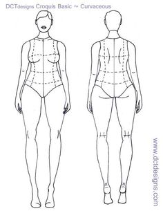 the front and back view of a woman's body with measurements for each side