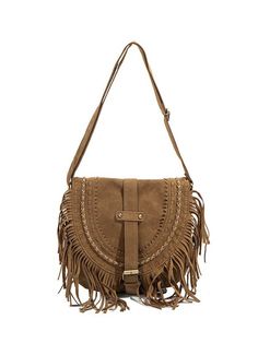 Introducing the Faux Suede Fringed Buckle Decorated Bag ¨C a statement piece that effortlessly blends bohemian charm with modern flair, creating a captivating accessory to elevate your style.Designed with meticulous craftsmanship, this bag features a sumptuous faux suede exterior that exudes a luxurious texture. The fringed details along the edges add a touch of playfulness and movement, capturing the essence of carefree boho fashion.The buckle decoration serves as both an eye-catching element a Decorated Bag, Bohemian Beige Fringe Shoulder Bag, Brown Fringe Satchel Bag, Western Brown Bag With Fringe, Brown Bohemian Fringe Satchel, Bohemian Leather Fringe Satchel, Decorated Bags, Boho Mode, Hippie Style Clothing