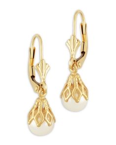 Bloomingdale's Cultured Freshwater Pearl Bell Cap Leverback Drop Earrings in 14K Yellow Gold - 100% Exclusive Wedding Accesories, Exclusive Jewelry, Pearl Jewelry, Fresh Water, Freshwater Pearls, Jewelry Accessories, White Gold, Yellow Gold, Drop Earrings