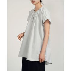 Summer Round Neck Pure Cotton Pleated Blouse - graphictee.co Oversized Short Sleeve Blouse For Office, Oversized Short Sleeve Office Blouse, Gray Cotton Blouse For Summer, Gray Cotton Short Sleeve Blouse, Gray Short Sleeve Cotton Blouse, Oversized Summer Office Tops, Cotton Short Sleeve Office Tops, Cotton Short Sleeve Tops For Office, Summer Cotton Office Tops