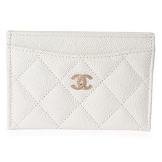 Chanel White Quilted Caviar Classic Card Holder 0.5lb Chanel Chanel Card Holder, Chanel White, Classic Card, White Quilt, Chanel Bags, White Card, Chanel Bag, Color White, Card Holder