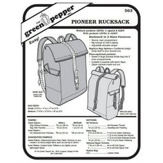 an instruction manual for the green pepper backpack