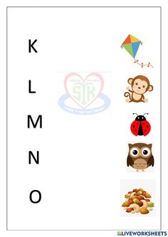 letter k worksheet with pictures of animals, birds and other things to learn