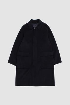 Officine Generale Briac It. Double Splittable Wool Coat - Dark Navy Officine Generale, Black Chelsea Boots, Asymmetrical Skirt, Designer Clothes For Men, Engineered Garments, Denim Coat, Mens Outerwear, Light Denim, Outerwear Coats