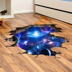 PRICES MAY VARY. Dimensions on 4 Sheets included ,Each is 17.7"x 11.8" & As Assembled Approx: 42in *21in.Picture for reference only. Creative 3D Blue Cosmic Galaxy Wall Decals Removable PVC Magic 3D Milky Way Outer Space Planet Window Wall Stickers Murals Wallpaper Decor for Home Walls Floor Ceiling Boys Room Kids Bedroom Material: Very High Quality PVC. Non-toxic, environmental protection, waterproof ! Pre-cut, Peel & Stick ! Won't leave a mark on your wall,You can put it by yourself indoors or Space Decals, Children Room Boy, 3d Space, Floor Decal, Wall Stickers Home Decor, Floor Stickers, Wall Stickers Living Room, Wall Stickers Kids, Wallpaper Decor