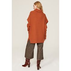 Orange knit (67% Acrylic, 28% Wool, 4% Nylon, 1%Spandex). Sweater. Long sleeves. Turtleneck. Pull on. 29" from shoulder to hemline. Imported. Orange Winter Workwear Tops, Orange Winter Tops For Work, Orange Knit, Roll Neck Sweater, Rent The Runway, Closet Designs, Roll Neck, Oversized Sweater, Neck Sweater