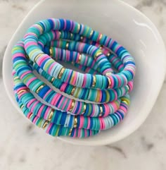 Clay Bead Bracelet Ideas, Bead Bracelet Ideas, Heishi Jewelry, Heishi Bracelet, Clay Bead Bracelet, Polymer Clay Bracelet, Disc Bracelet