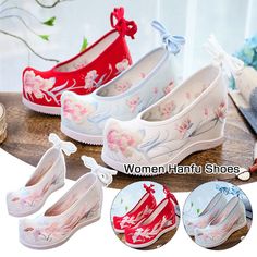 Women Ancient Chinese Hanfu Shoes High Heel Dance Performance Embroidered Shoes Description: 34 = Feet Length 22.0 cm/8.66inch  35 = Feet Length 22.5 cm/8.86inch  36 = Feet Length 23.0 cm/9.06inch  37 = Feet Length 23.5 cm/9.25inch  38 = Feet Length 24.0 cm/9.45inch  39 = Feet Length 24.5 cm/9.65inch  40 = Feet Length 25.0 cm/9.84inch Upper Material: Cotton Heel Height: (5cm-8cm) Sole Material: Rubber Upper And Inner Material: Cotton Heel Bottom Style: Inner Height Increase Function: Breathable, Lightweight, Non-Slip Pattern: Solid Color Plant Flower Popular Elements: Bows, Embroidered Flowers Package Included: 1pair Chinese Heels, Hanfu Shoes, Heel Dance, Slip Pattern, Height Increase, Chinese Hanfu, Embroidered Shoes, Plant Flower, Shoes High