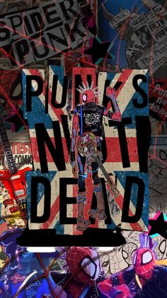 an image of punk's not dead poster surrounded by stickers