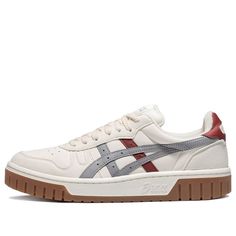 Asics Court MZ Retro Casual Skateboarding Shoes Unisex Beige Gray 1203A127-107 (SNKR/Low Top) Asics Sneakers With Rubber Waffle Outsoles For Light Sports, Asics Low-top Sneakers With Laces, Casual Asics Running Shoes With Rubber Waffle Outsoles, Asics Breathable Lace-up Sneakers, Asics High-top Skate Shoes With Gum Sole, Beige Skate Shoes With Rubber Sole For Streetwear, Beige Rubber Sole Skate Shoes For Streetwear, Sporty Beige Asics Sneakers, Asics Sneakers With Rubber Sole For Streetwear