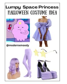 there is an advertisement for the halloween costume contest, and it has purple hair with stars on