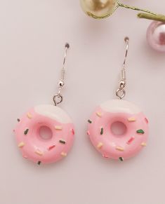 Stay fashionable this year with doughnut jewelry from US Fashion World  - Material: Earrings made from sterling steel hook, fashion resin. - Size: 1.7x0.9 in. - Weight: 6.7g - Elegant and beautiful high quality earrings, perfect for any occasion. - Unique handmade earrings to make a statement. - Design adopts a combination of classical and modern styles. - Stylish to wear and make an ideal gift for Mom, sister, friends, family... - Free shipping with first class mail. We have our own fashion jew Sweet Pink Nickel-free Jewelry, Sweet Pink Hypoallergenic Jewelry, Pink Round Earrings For Birthday, Sweet Pink Drop Earrings, Sweet Nickel-free Jewelry For Gifts, Sweet Nickel-free Jewelry Gift, Sweet Pink Dangle Jewelry, Pink Round Birthday Earrings, Cute Drop Earrings For Birthday