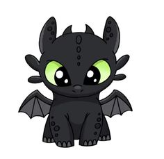 a little black dragon with glowing eyes