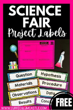 science fair project labels with text and pictures