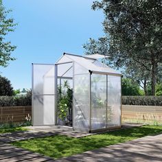 【High-Quality Materials】: The greenhouse features a frame made of aluminum alloy, lightweight and corrosion-resistant, capable of withstanding various weather conditions outdoors. House With Windows, Greenhouse Shed Combo, Roof Vent, Greenhouse Shed, Walk In Greenhouse, Polycarbonate Greenhouse, Window Vents, Polycarbonate Panels, Greenhouse Kit