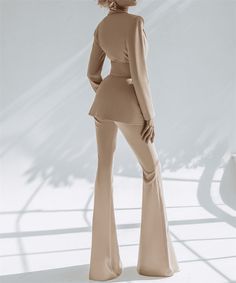 Style: Classic Style Closure Type: Single Breasted Clothing Length: Regular is_customized: Yes Fabric Type: Broadcloth Item Type: Suits Actual Images: Yes Material: Coat Jacket With Belt Suit Blazer With Belt +Flare Pants Set Elegant Beige Pants For Wedding, Elegant Beige Wedding Pants, Elegant Beige Pants For Party, Elegant Beige Party Pants, Tailored Long Sleeve Beige Pantsuit, Elegant Fitted Beige Pantsuit, Fitted Pant Set For Office, Fitted Beige Pantsuit For Formal Occasions, Fitted Beige Pantsuit For Office